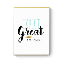 Load image into Gallery viewer, HAOCHU Blue Agate Heart Expect Great Things Fly To Sky Abstract Blue Gold Foil Art Poster Colorful Diamond Canvas Painting