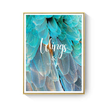 Load image into Gallery viewer, HAOCHU Blue Agate Heart Expect Great Things Fly To Sky Abstract Blue Gold Foil Art Poster Colorful Diamond Canvas Painting