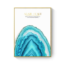 Load image into Gallery viewer, HAOCHU Blue Agate Heart Expect Great Things Fly To Sky Abstract Blue Gold Foil Art Poster Colorful Diamond Canvas Painting