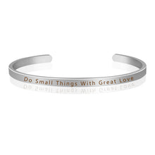 Load image into Gallery viewer, Do Small Things With Great Love Inspirational Quotes Engraved Mantra Bracelet Hand Stamped Cuff Bangles Men Women Gift
