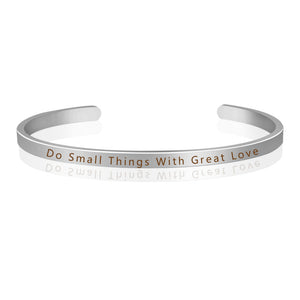 Do Small Things With Great Love Inspirational Quotes Engraved Mantra Bracelet Hand Stamped Cuff Bangles Men Women Gift