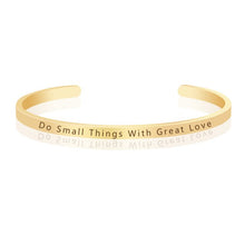 Load image into Gallery viewer, Do Small Things With Great Love Inspirational Quotes Engraved Mantra Bracelet Hand Stamped Cuff Bangles Men Women Gift
