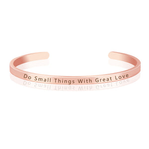 Do Small Things With Great Love Inspirational Quotes Engraved Mantra Bracelet Hand Stamped Cuff Bangles Men Women Gift